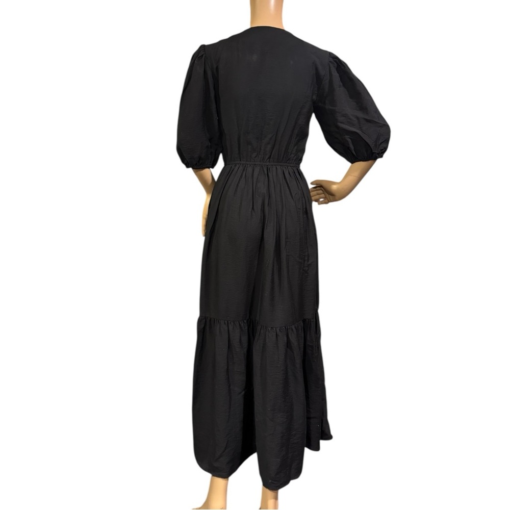 Stockholm Atelier Dress Womens Size 0 Button Down Black Maxi V Neck Lightwait - Picture 4 of 14